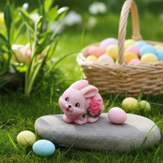 Svíčka zajíček, rozměr 6 x 8 cm